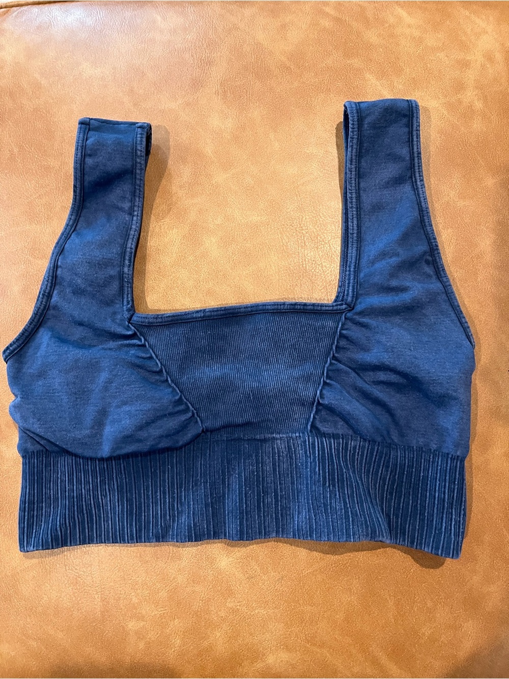 Free People Ribbed Navy Seamless Bralette
